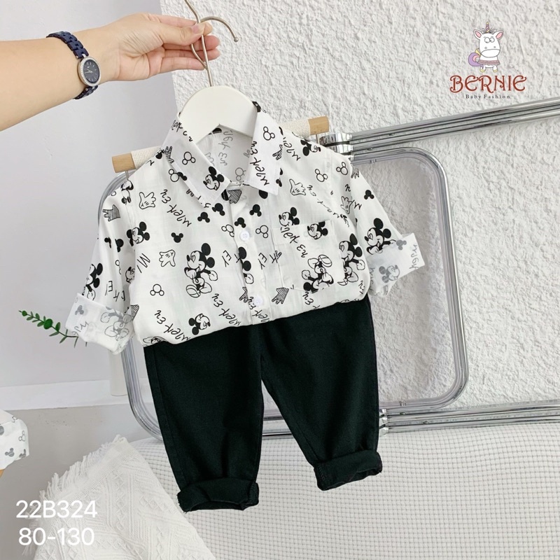 Bộ sơ mi quần âu Micky bé trai