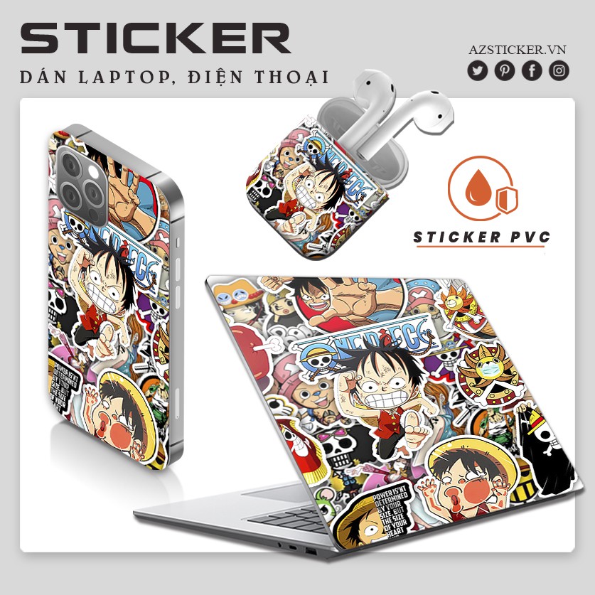 Sticker One Piece - Đảo Hải Tặc Chống Nước, Chống Bay Màu | STK123 | Dán Nón Bảo Hiêm Điện Thoại Laptop Bình Nước