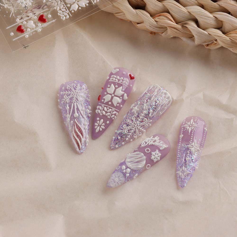 Miếng Dán Trang Trí Móng Tay Họa Tiết Giáng Sinh 5D Dễ Thương Charms