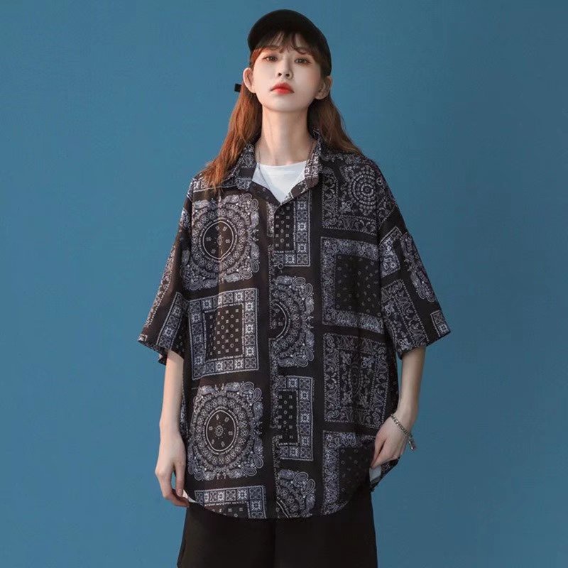 Áo sơ mi nam ngắn tay in hoa phong cách áo thun hàn quốc retro cá tính thời top nam phong cách ngắn dáng rộng tiết độc đáo thời trang đi biển cách cho nam