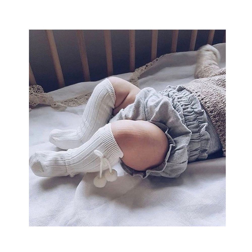 1 Đôi Vớ Cotton Đính Bóng Lông Nhiều Màu Dễ Thương Giữ Ấm Mùa Thu Đông Cho Bé Sơ Sinh