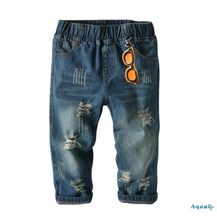 Quần Jeans Dài Lưng Thun Thời Trang Cho Bé Trai