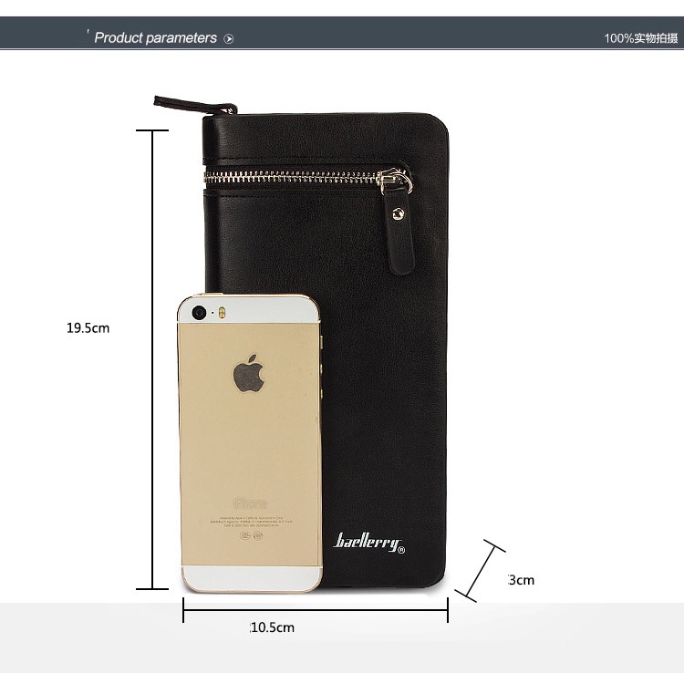 Ví Da PU Dài Đựng Điện Thoại Và Thẻ Có Khóa Kéo Thời Trang Cho Nam