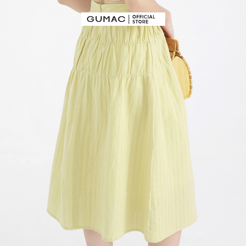 Chân Váy nữ midi xếp nhún GUMAC VB631 | BigBuy360 - bigbuy360.vn