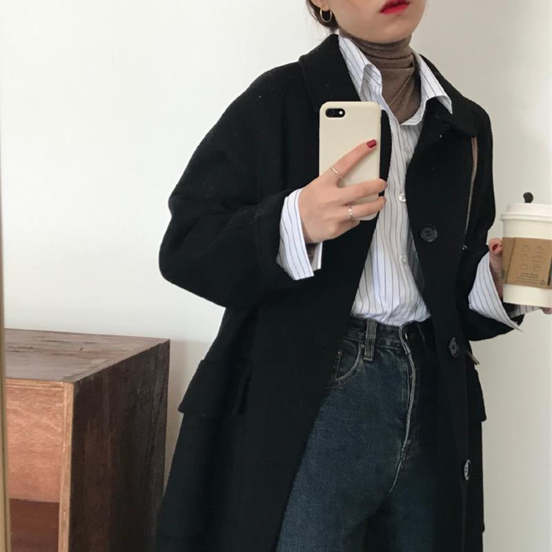 Áo Sơ Mi Trắng Tay Dài Kẻ Sọc Phong Cách Hàn Quốc Mới 2020