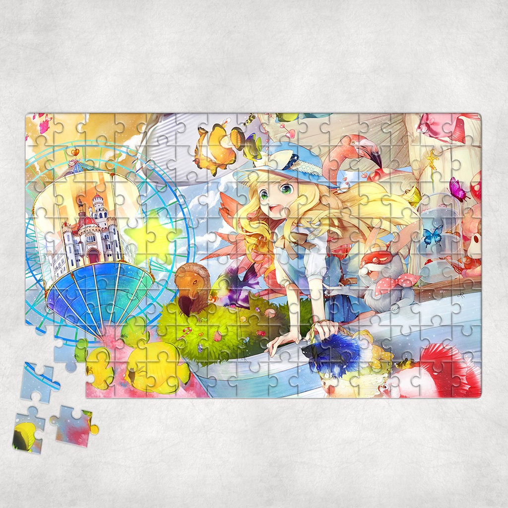 Tranh ghép hình A4, A5 Anime, xếp hình ALICE IN WONDERLAND - Mẫu 1