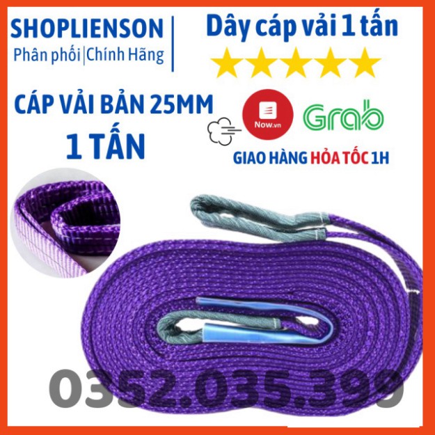 Dây cáp vải cẩu hàng bản dẹp 1 tấn, Hệ số 5:1, dài 1m-10m, chất liệu 100% Polyeter cường lực siêu bền Kho Miền Nam