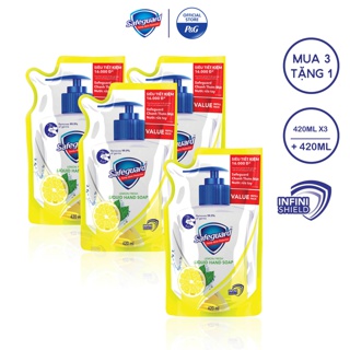[Mã PG2112B giảm 8% đơn 199K] [Mua 3 Tặng 1] Combo 3 Nước rửa tay Safeguard 420ml dạng túi - Tặng 1 túi cùng loại