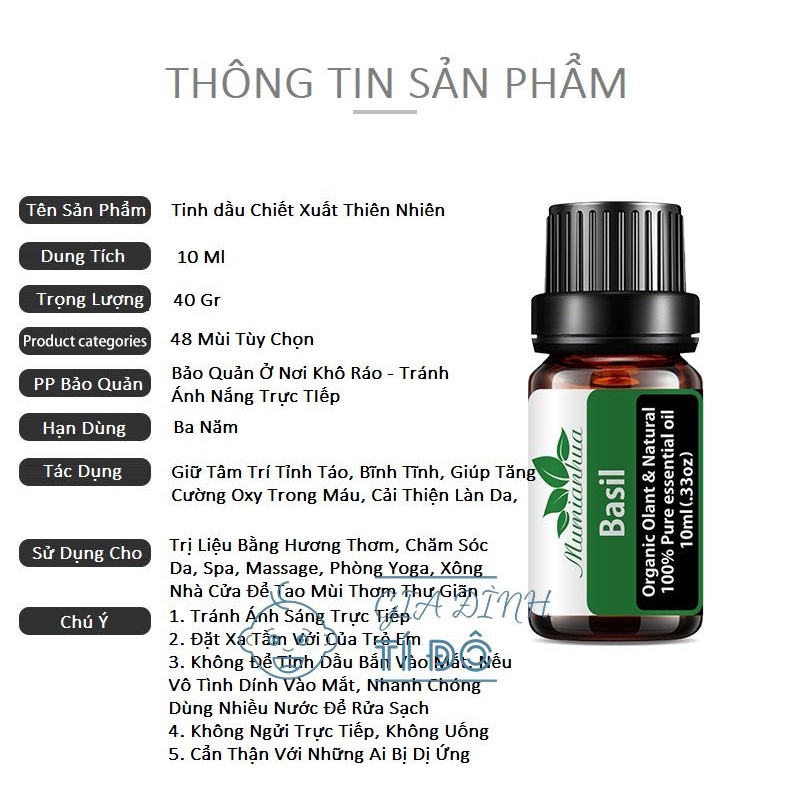 Tinh Dầu Thiên Nhiên Nguyên Chất Chiết Xuất 100% từ Tự Nhiên, Tinh Khiết 48 Mùi Tự Chọn