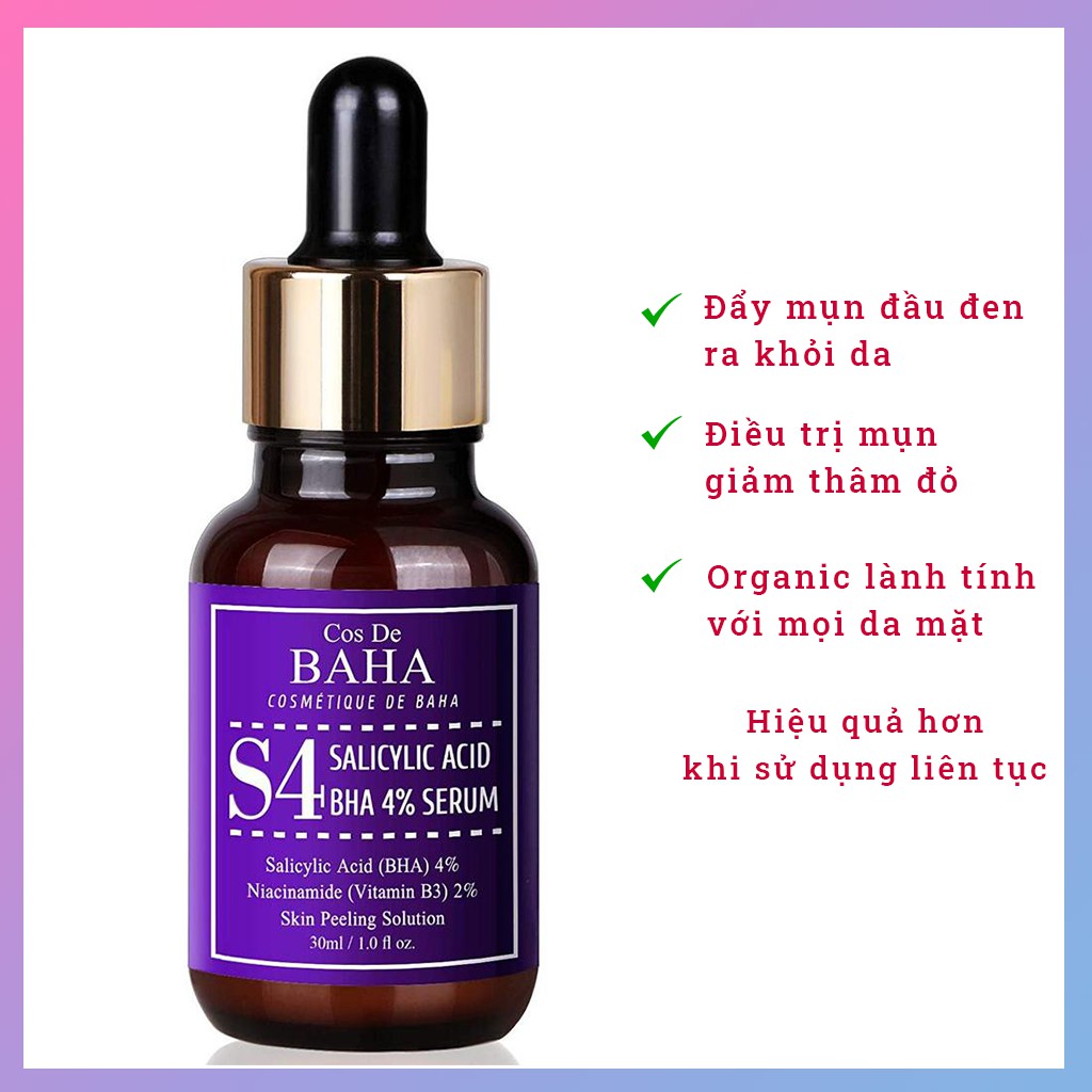 Serum dưỡng da hàn quốc Cos De BAHA Salicylic Acid BHA 4%