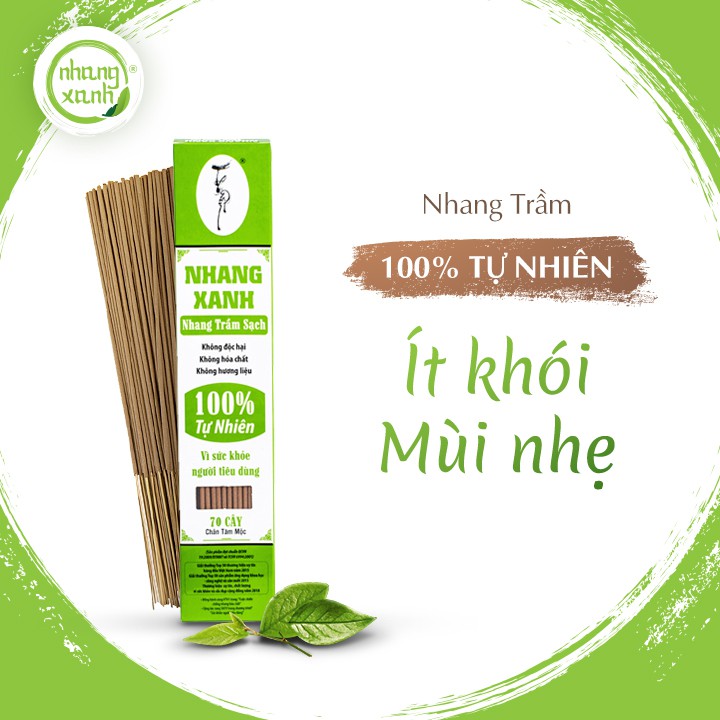 [100% Tự Nhiên] Nhang Xanh Phổ Thông Hộp 70gr - Ít khói, hương thơm dịu nhẹ, không hóa chất độc hại