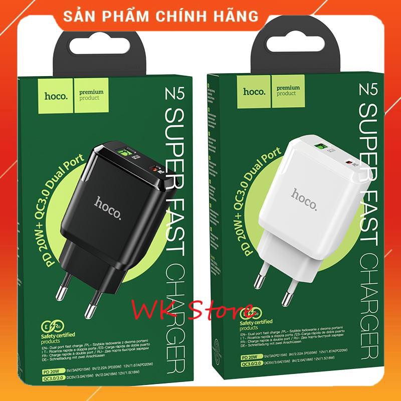 Củ sạc nhanh Hoco N5 (QC, PD 20W) cho android,iphone (BH 1 năm)