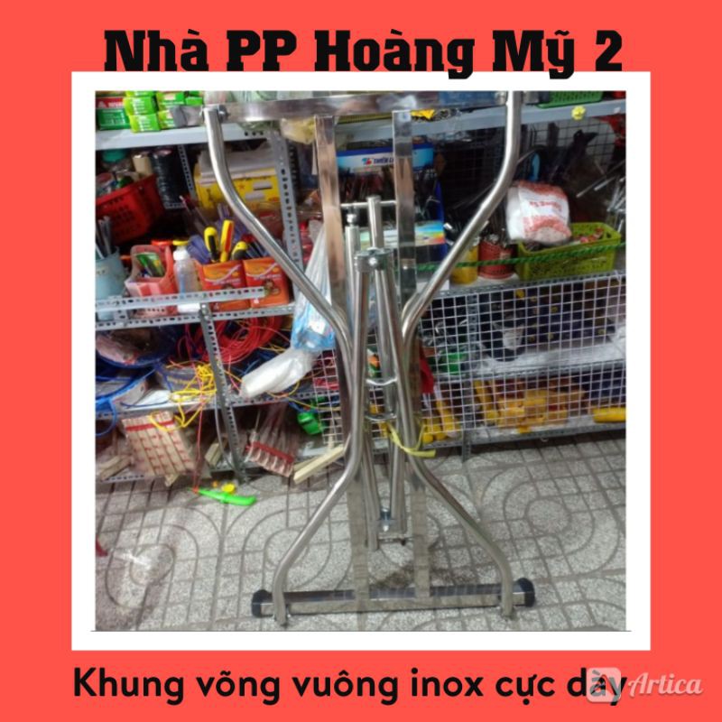 Võng xếp inox khung vuông - Cực dày