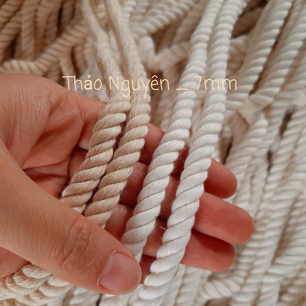 (COMBO 5KG ) Dây thừng đan macrame, dây cotton  .Màu ngà và kem ( 2mm ,3mm...10mm )
