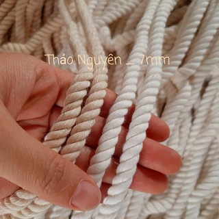 (COMBO 5KG ) Dây thừng đan macrame, dây cotton  .Màu ngà và kem ( 2mm ,3mm...10mm )