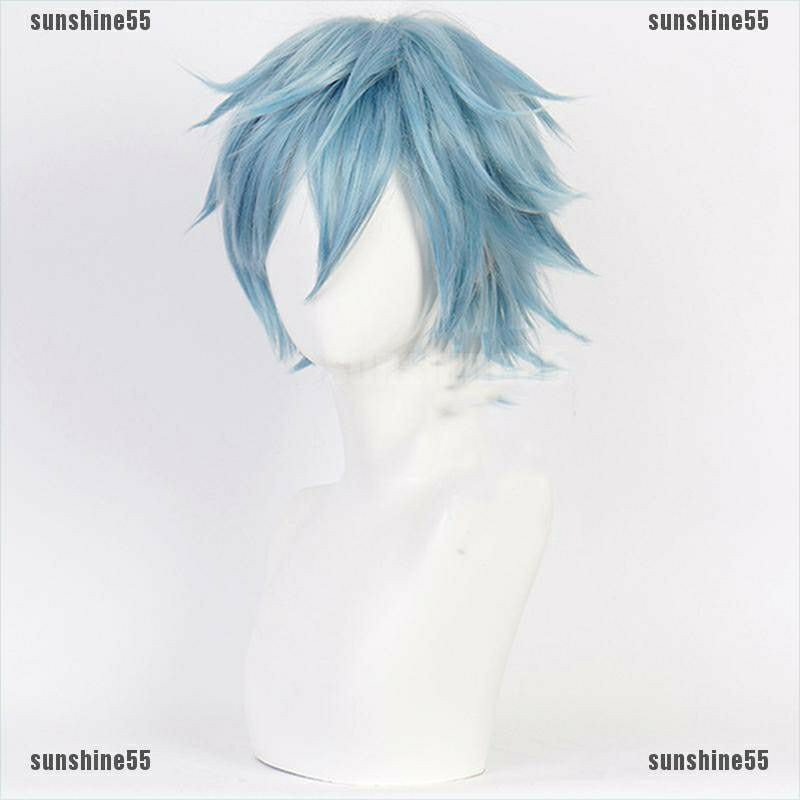 [Sẵn] Wig/tóc giả cosplay Shigaraki Tomura - Boku no hero tóc nam xù cơ bản xanh da trời khói tại Miu Cosplay