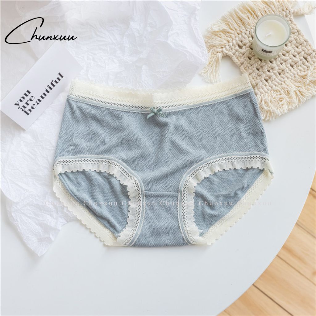Quần lót ren nữ CHUNXUU màu pastel phối viền ren ngọt ngào, chất liệu co dãn thoáng mát - QC102