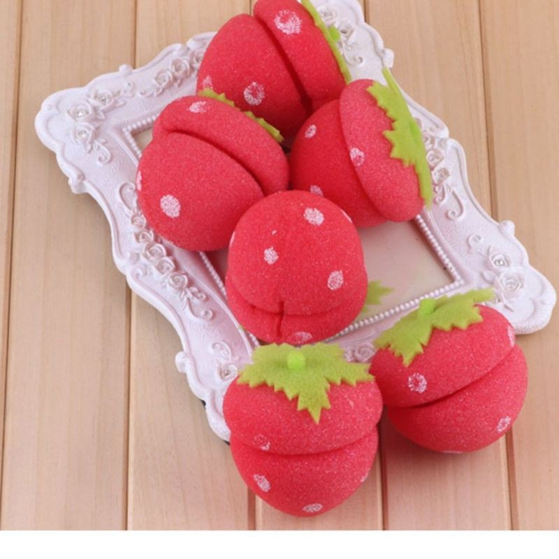 Combo 1 túi cuốn tóc mút hình trái dâu (6 cái)