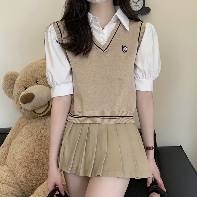 Áo Thun Dệt Kim Tay Ngắn Cổ polo Phong Cách Thời Trang Hàn Quốc 52355