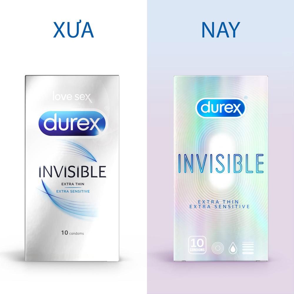 Bao cao su DUREX Invisible Extra Thin Sensitive 3 cái/10 cái (52mm, cực siêu mỏng)