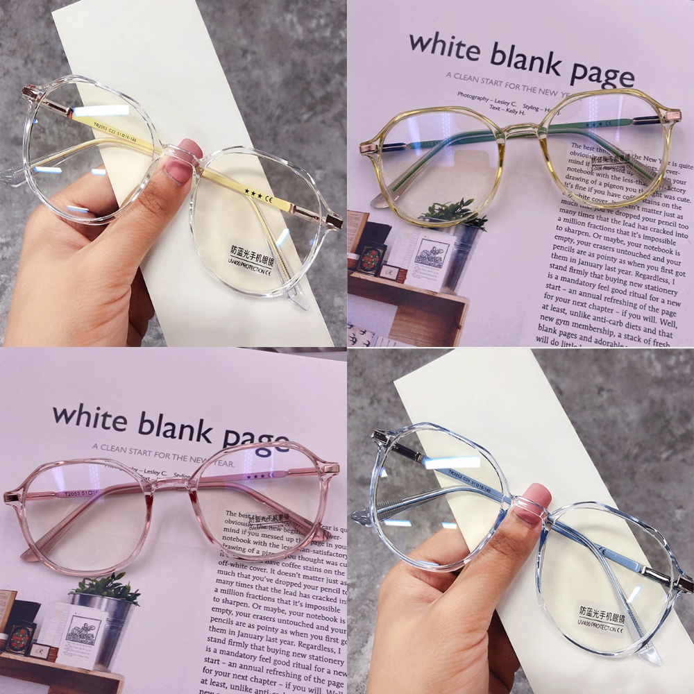 Mắt Kính Gọng Tròn Trong Suốt Chống Ánh Sáng Xanh Thời Trang Cho Nữ