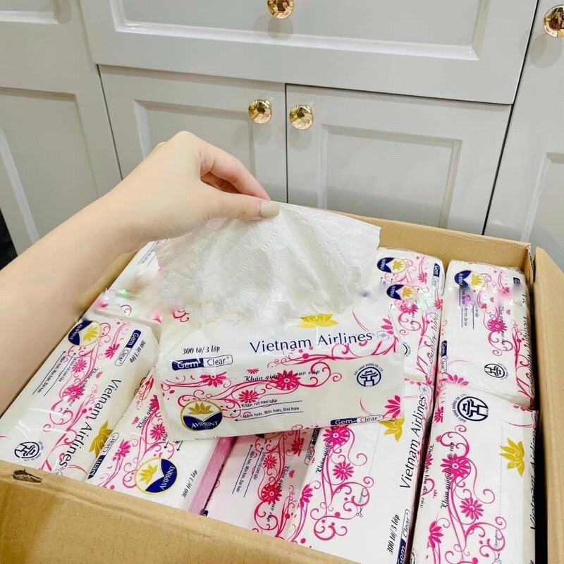 Thùng 40 gói Giấy ăn hàng không [300 tờ/gói, giấy 3 lớp] - Siêu mềm mịn
