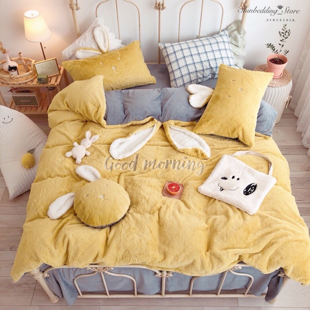 [Cao Cấp] Set Chăn Ga Nỉ Lông Thỏ Siêu Mềm Mịn Độc Nhất Thị Trường_Shinbedding_