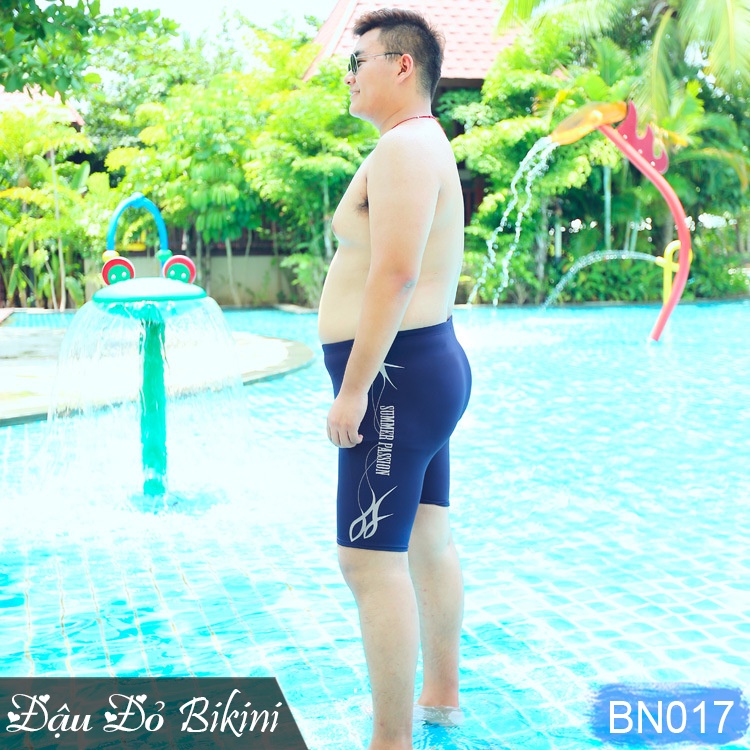 Quần bơi big size cho nam giới, có size lớn đến 125kg, dáng sooc đùi dài, thun bơi lạnh dày dặn co giãn 4 chiều | BN017