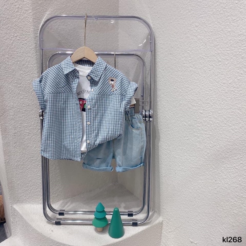 Áo sơ mi cổ lật cộc tay bé trai-MS115