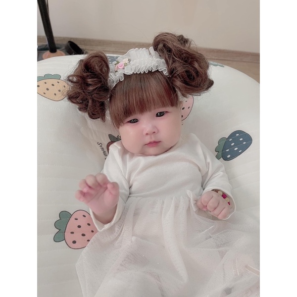 Tóc giả búi xoăn 2 bên siêu cưng cho bé