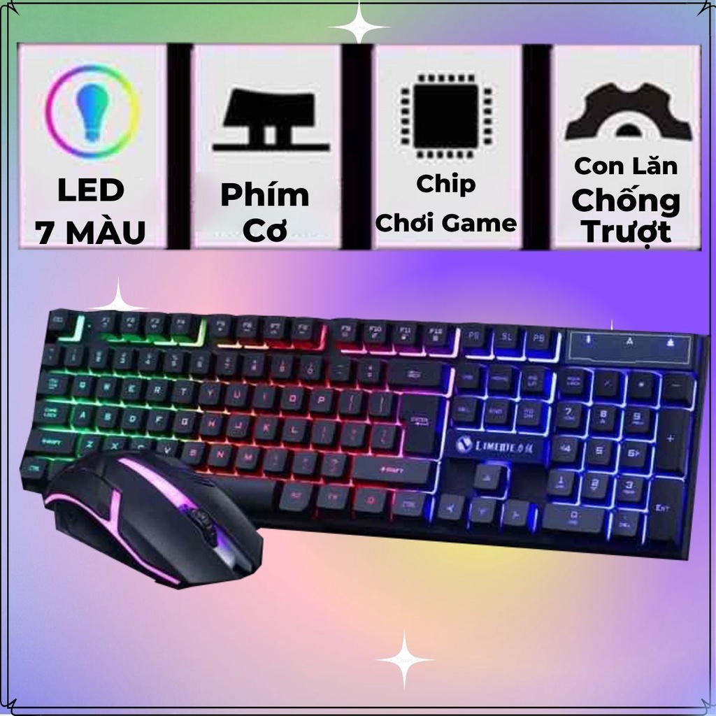 Bộ Phím Chuột Gaming Thiết Kế Led 7 Màu Siêu Đẹp Phù Hợp Với Các Nhu Cầu Chơi Game, Giải Trí, Làm Việc