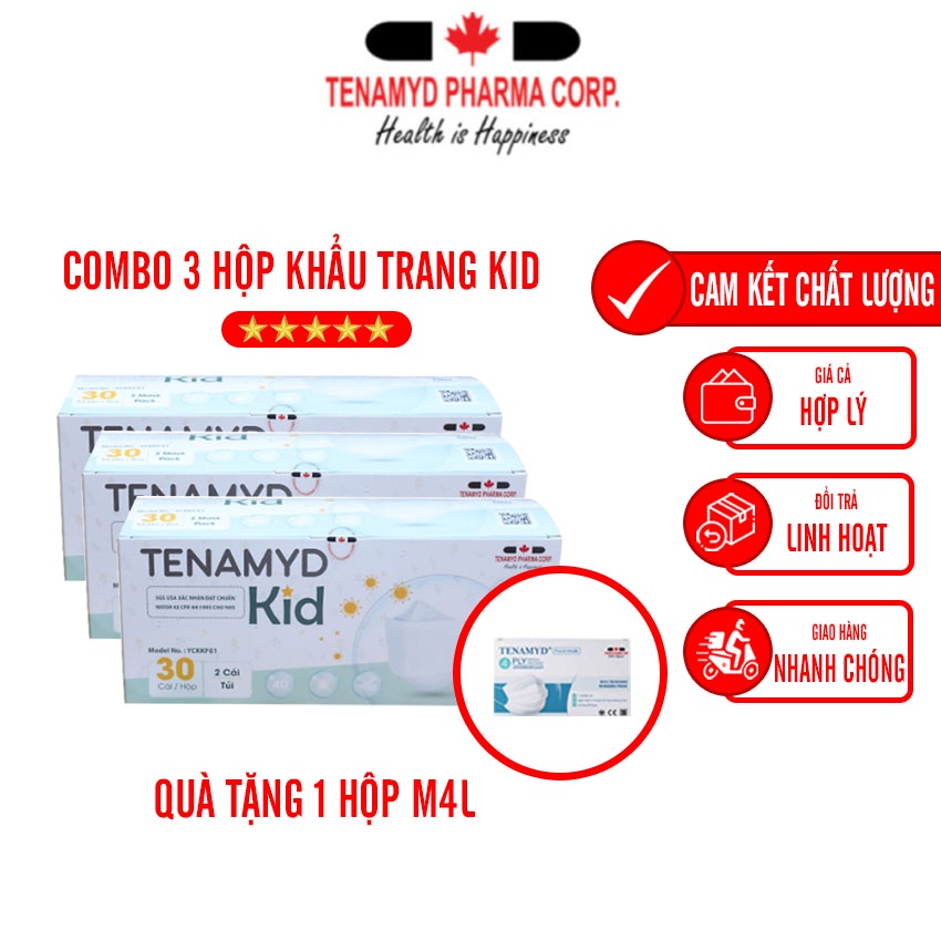 Khẩu Trang Y Tế TENAMYD KID Ngăn Ngừa Khói Bụi, Ô Nhiễm - Tenamyd Pharma Corp