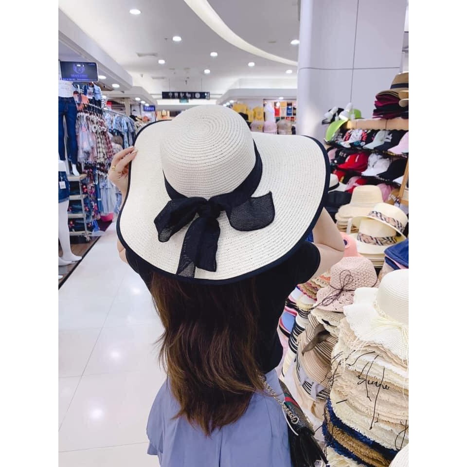Mũ cói đi biển thắt nơ phong cách Hàn Quốc