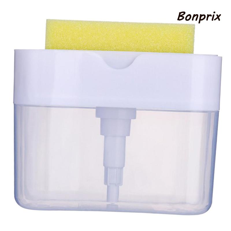 Bình Đựng Xà Phòng Rửa Chén Có Vòi Bơm Và Giá Đỡ Bọt Biển Tiện Dụng Cho Nhà Bếp
