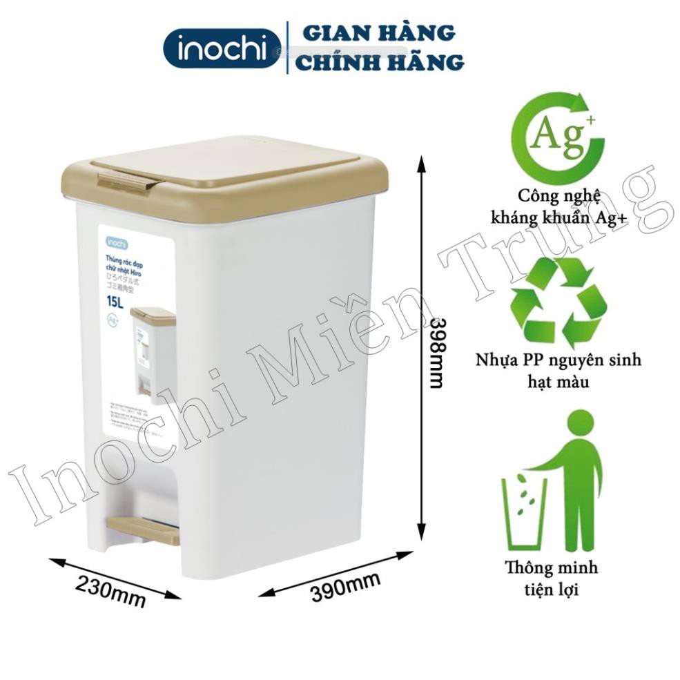 Thùng rác đạp chữ nhật thiết kế đẹp, thùng rác văn phòng Inochi 15L có lõi và không lõi (VUI LÒNG IB SHOP ĐỂ CHỌN MÀU)