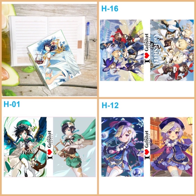 sổ tay genshin impact tặng kèm bút/ sổ viết in hình anime genshin impact