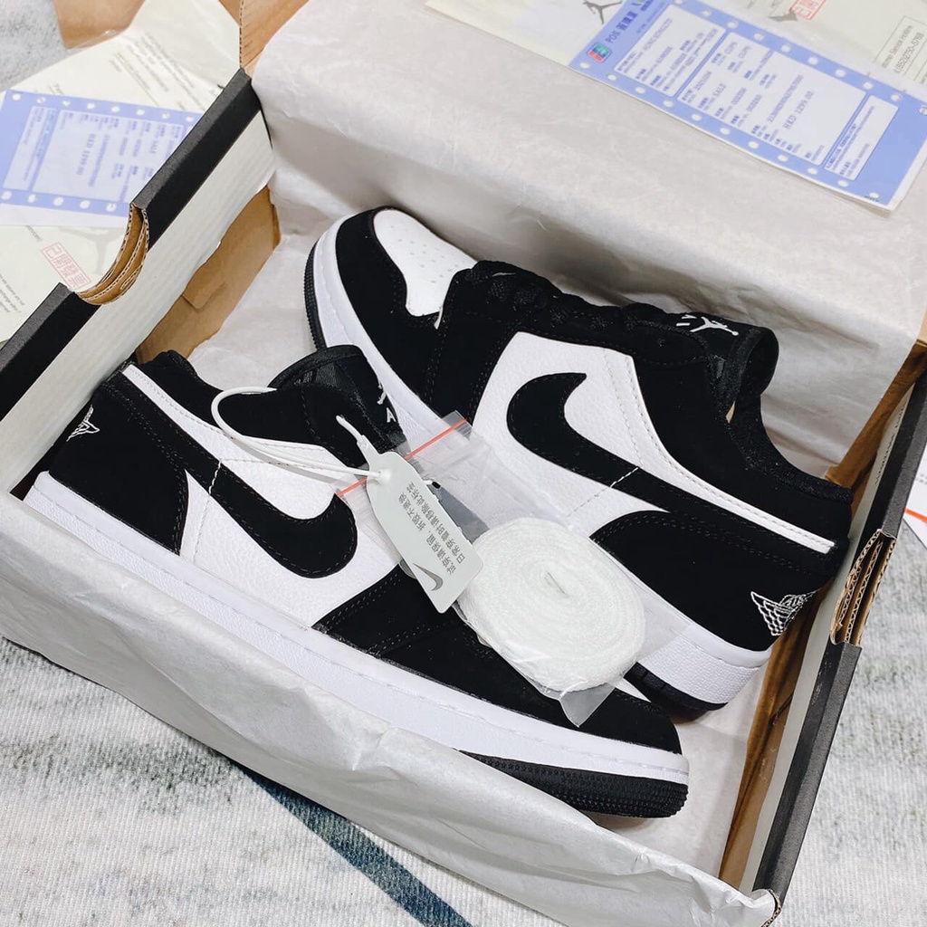 Giày Jordan Panda JD1 Cổ Thấp Đen Trắng, Giày Jordan 1 Low Thấp Cổ Nam Nữ bản Đẹp
