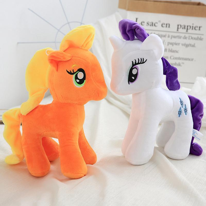 Thú Nhồi Bông Hình Con Ngựa Pony Màu Cầu Vồng Mềm 25cm