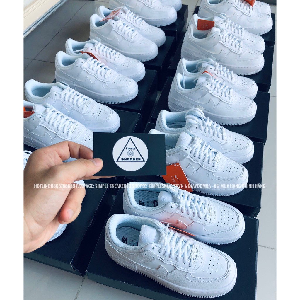 Giày Nike Air Force 1 Shadow Auth Hàng Chính HãngGiày Sneaker Thể Thao Nike AF1 Shadow Allwhite - Simple Sneaker