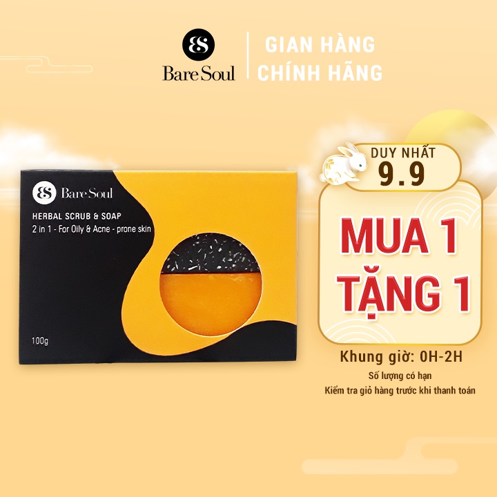 Xà phòng thiên nhiên tẩy tế bào chết giảm mụn lưng và giảm thâm cho cơ thể BareSoul Herbal Scrub & Soap 100g