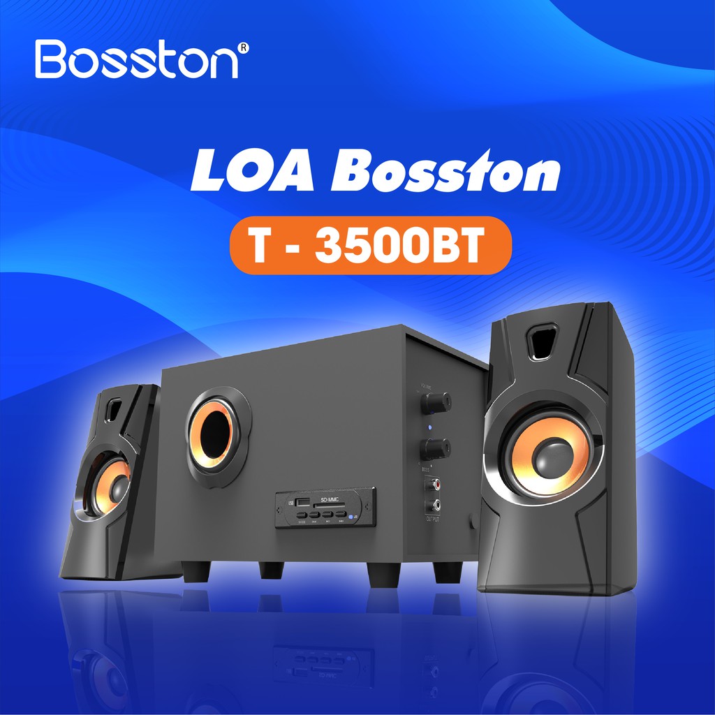 Loa vi tính 2.1 BOSSTON T3500-BT LED RGB Chính hãng (Bluetooth, USB, Thẻ nhớ) âm thanh cực hay siêu bền  bh 12 tháng