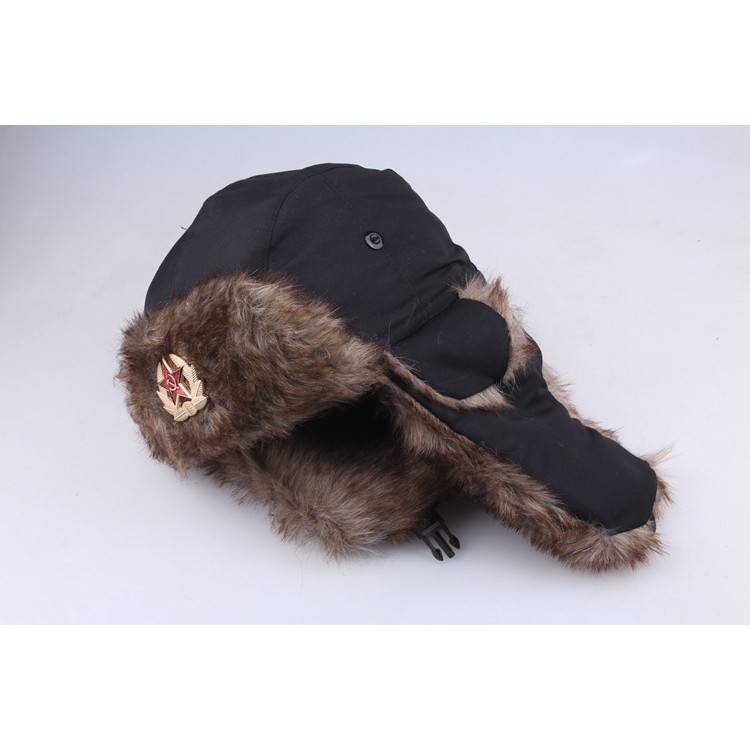 Mũ trùm đầu ushanka Hồng Quân Liên Xô cờ đỏ búa liềm CCCP E111