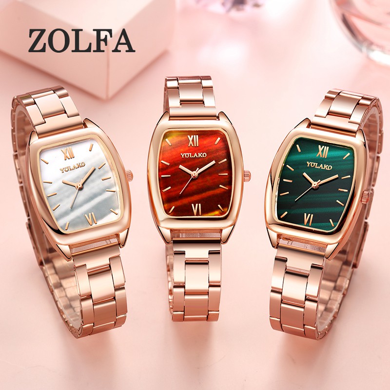 ZOLFA Fashion Stainless Steel Womens Watches Luxury Blue Quartz Analog Ladies Clocks Dress Watches Women Wrist Gift Đồng hồ nữ