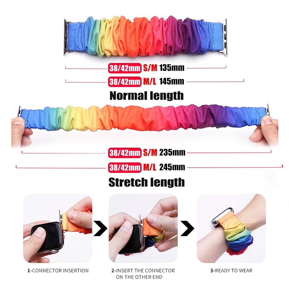 Scrunchie Elastic nylon Strap for Apple Watch Band 6 5 4 3 2 SE women watchband Sport Loop for iwatch series 38mm 40mm 42mm 44mm