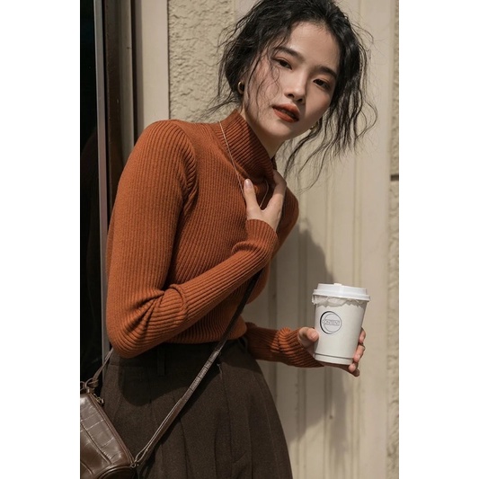 Áo Len Nữ Cổ 3 Phân Nhiều Màu, Áo Len Giữ Nhiệt Chất Len Tăm Cao Cổ, Cổ Lọ Dài Tay Loại 1 Mềm Mịn Co Dãn Style Hàn Quốc | BigBuy360 - bigbuy360.vn