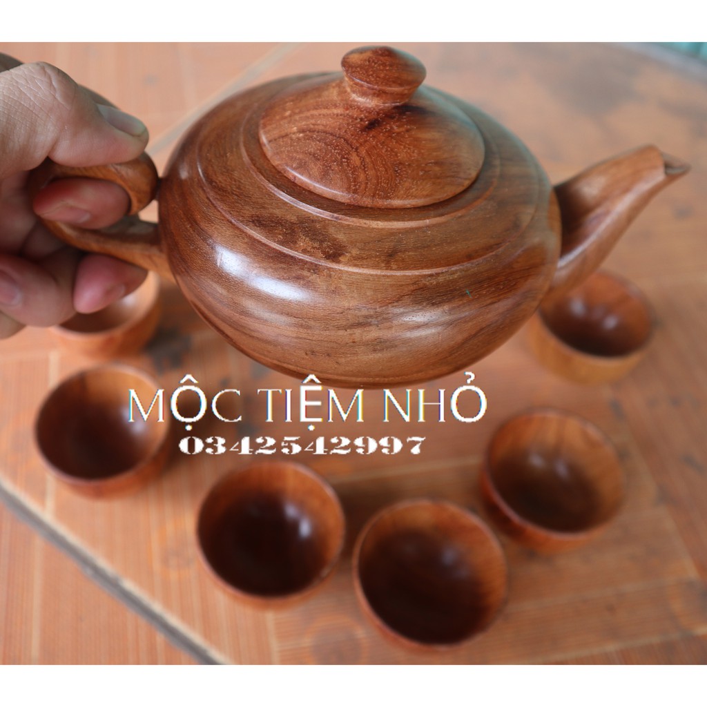 Combo khay trà, bộ ấm chén, hộp đựng chè, gạt tàn thuốc gỗ hương hàng đẹp