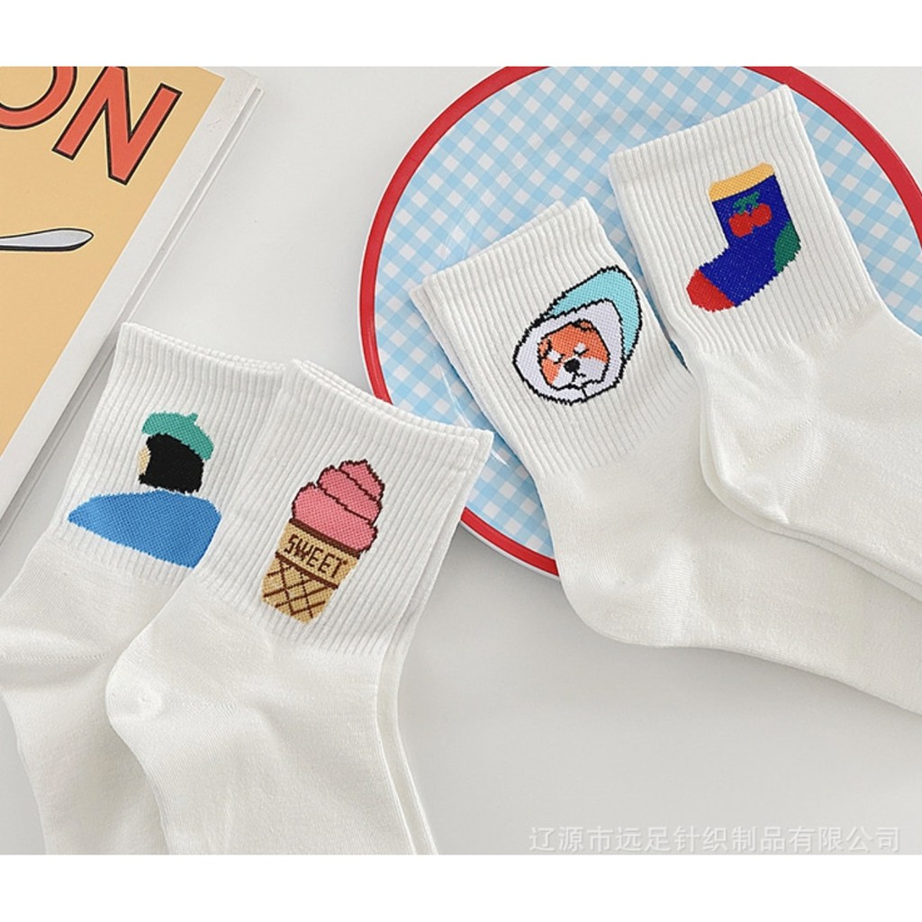 TẤT cao cổ TRẮNG DỆT MILK SWEET