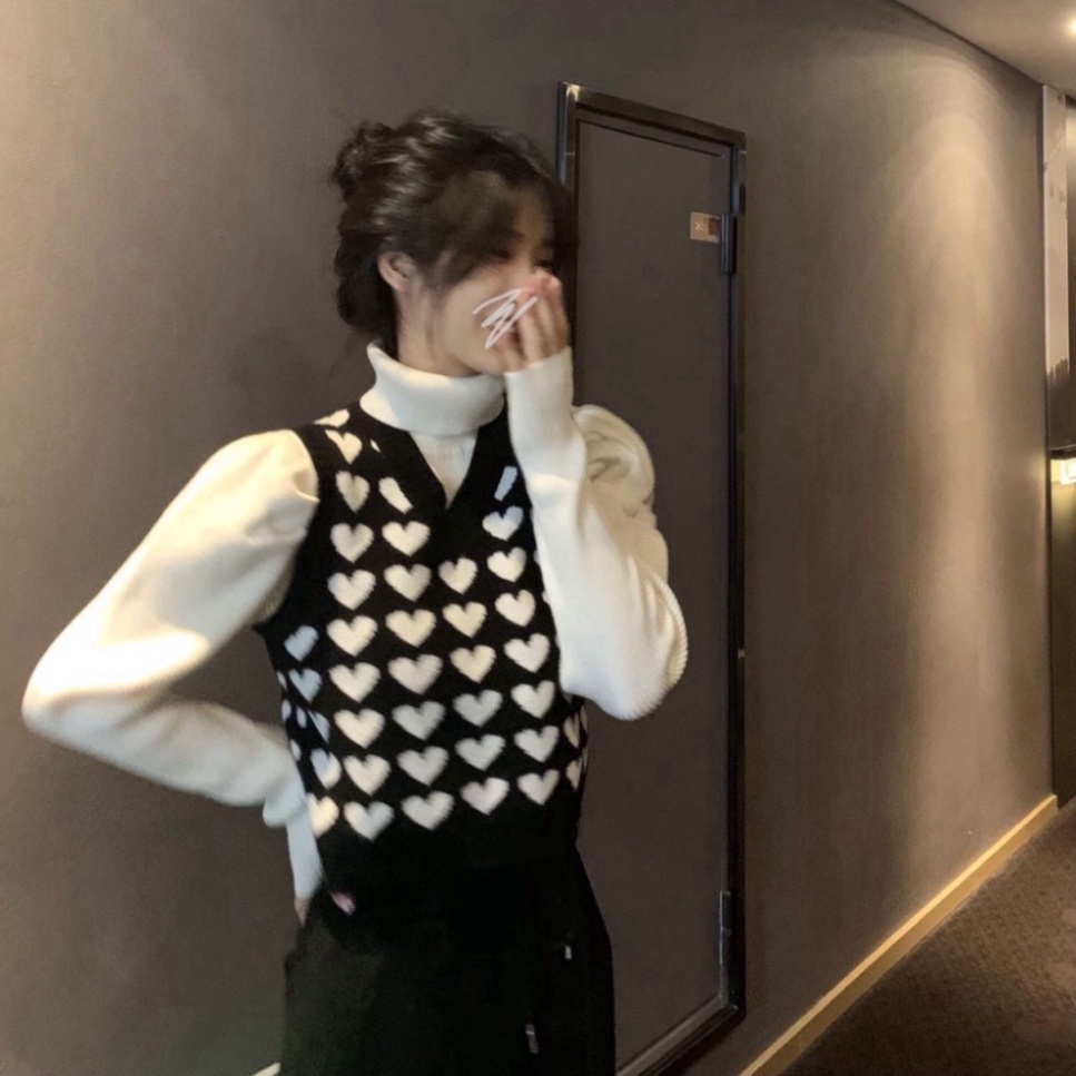 Gile Len Ulzzang Nữ Hàn Quốc, Áo Gile Len Dáng Vừa Họa Tiết Hình Trái Tim Cổ Chữ V HotTrend 2021 Cao Cấp | BigBuy360 - bigbuy360.vn