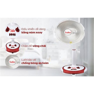 Quạt sưởi hồng ngoại Halogen Saiko HF-802H - Hàng Chính Hãng