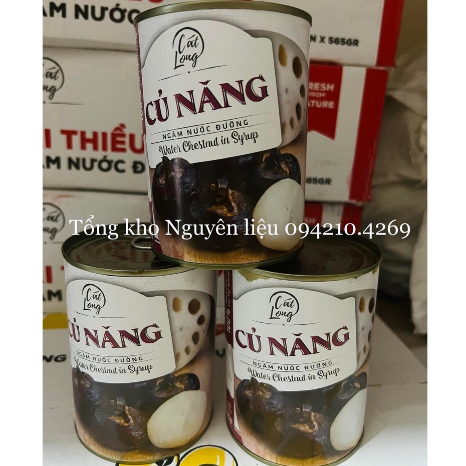 Củ Năng Ngâm Nước Đường/Củ Năng Đóng hộp CÁT LONG lon 565g THƠM GIÒN TIỆN LỢI